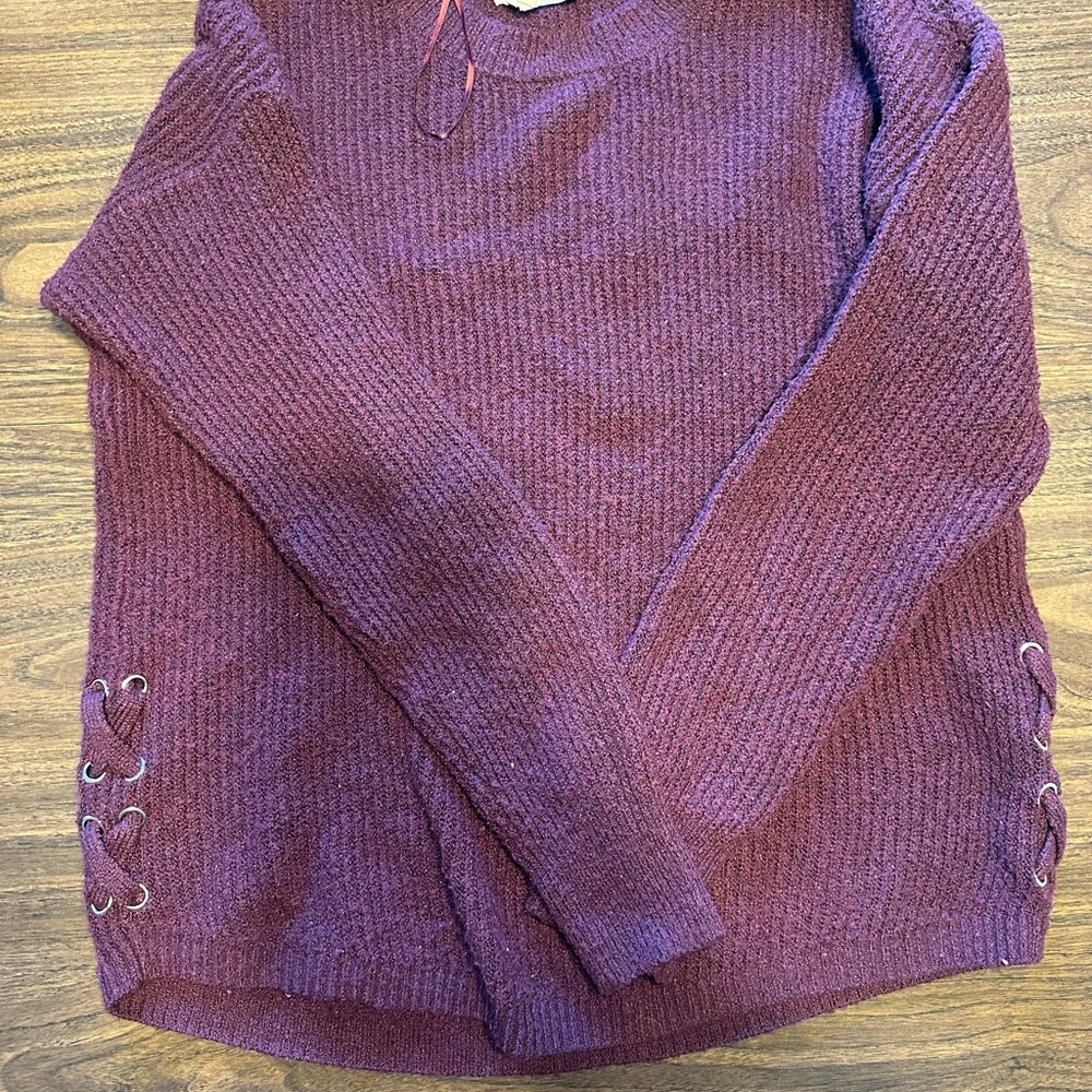 Pink Republic Plum Sweater with Lace-Up Sides